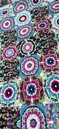 Özel Tasarım Pamuk Viskon Uzun Kimono - Mandala