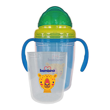 Bambino P6150 Kulplu Pipetli Bardak +6 Ay 230 ml - Mavi