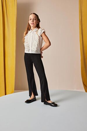 DeFacto Kız Çocuk Flare Fit Yırtmaçlı Pantolon B6893A825SMBK81