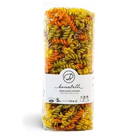 Bonatelli Sebzeli Burgu Makarna Renkli Makarna 300 g e