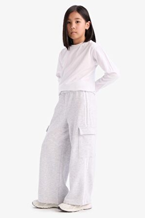 DeFacto Kız Çocuk Wide Leg Beli Lastikli Geniş Bol Paça Eşofman Altı D9251A825SPGR421