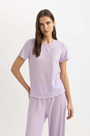 DeFacto Regular Fit Bisiklet Yaka Kısa Kollu Pijama Üstü-Fall in Love B6701AX24SPPR77
