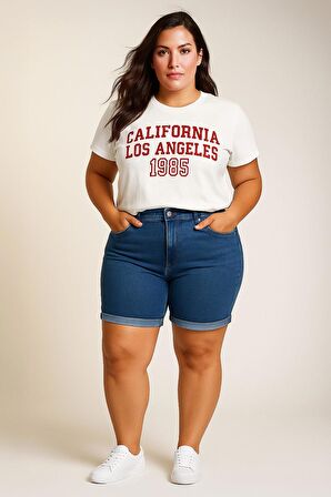 DeFacto Normal Bel Katlamalı Paça Jean Bermuda Şort A1958AX25SMNM28