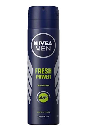 Nivea MEN Erkek Sprey Deodorant Fresh Power 150ml, Ter Korumasına Karşı 48 Saat Koruma, Hızlı Kuruma