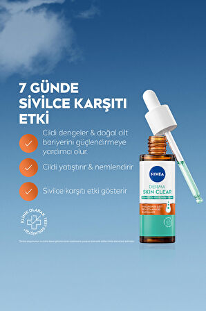 Derma Skin Clear Dengeleyici ve Sivilce Karşıtı Serum 30ml, Niasinamid, Hyaluronik Asit, Yağlı Cilt