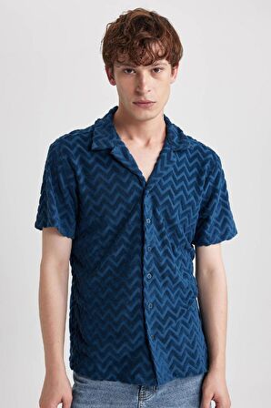 DeFacto Regular Fit Baskılı Havlu Kumaş Kısa Kollu Gömlek B0233AX23HSIN233