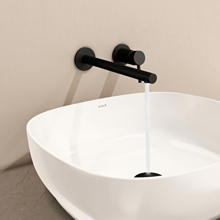 VitrA Origin A4258136 Ankastre Lavabo Bataryası, İki Rozetli, Sıva Üstü, Mat Siyah