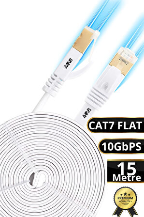 MN6 M112GM Flat Cat7 Kablo/15 METRE/10GBPS-600MHZ-RoHs Sertifikalı/Cat7 Ethernet Kablosu