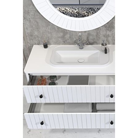 SOLARİS 120 CM BEYAZ LAVABOLU BANYO DOLABI  BEYAZ AYAKSIZ - BOY DOLAP HARİÇ