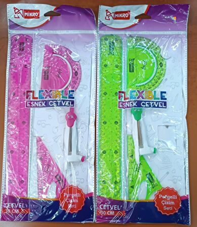 Mikro Flexible Çizim Seti Silikon Kırılmayan Cetvel 4 Parça