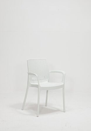 Rattan Beyaz Kollu 4 Sandalye Masa Takımı - Bahçe&Balkon&Teras