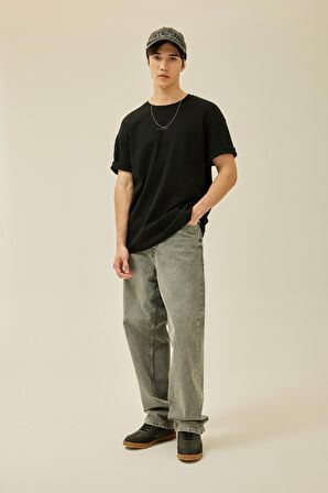 DeFacto Comfort Regular Fit Rahat Kalıp Bisiklet Yaka Baskılı Kısa Kollu Ağır Kumaş Tişört B4221AX24SPBK81