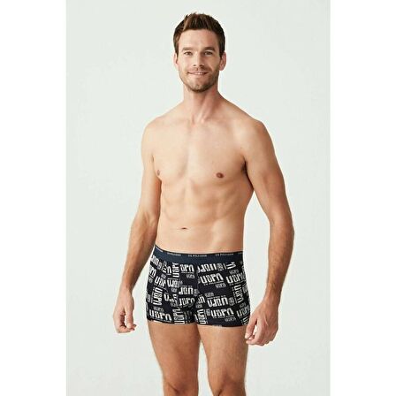 U.S. Polo Assn. Erkek 3 Lü Desenli Boxer Set Lacivert