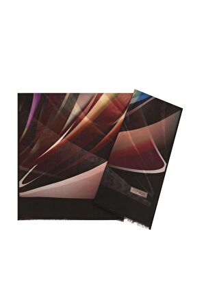 Aker Eşarp Bordo Kadın Geometrik Desenli Polyester Eşarp