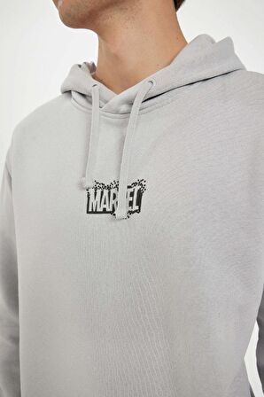 DeFacto Marvel Logo Only Regular Fit Kapüşonlu Sweatshirt C6513AX24AUGR184