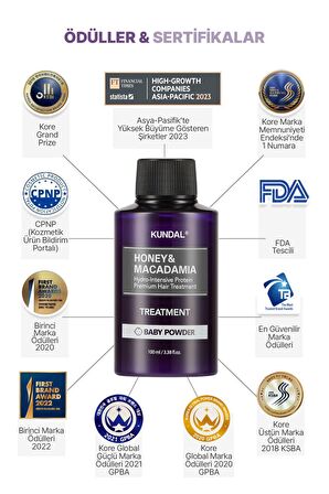 Protein Destekli Besleyici Saç Kremi Kundal Honey&Macadamia Protein Treatment 100ml (Baby Powder)