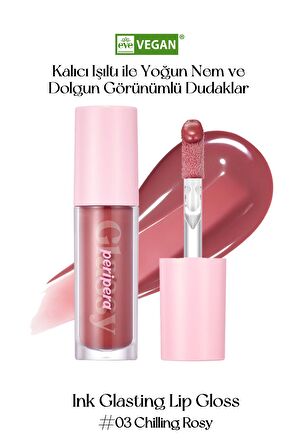 Dudaklara Dolgun, Pürüzsüz Işıltı Sunan Gloss Peripera Ink Glasting Lip Gloss (3 Chilling Rosy)