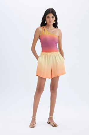 DeFacto Yüksek Bel Kısa Paça Saten Şort C9289AX24SMYL302