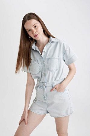 DeFacto Kısa Kollu Mini Jean Tulum B7072AX24SPNM39