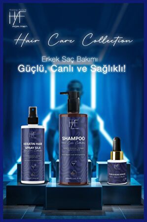Erkek 3'lü Saç Sakal Bakım Seti:Dökülme Karşıtı Şampuan+Keratin Saç Spreyi+ Saç Sakal Serumu