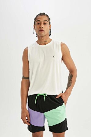 DeFactoFit Regular Fit Baskılı Esnek Dokulu Sporcu Kısa Boy Deniz Şortu B5998AX24HSBK81