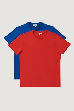 Slim Fit Bisiklet Yaka 2'li Düz Tişört Paketi