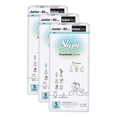 Sleepy Bio Natural Premium Plus Avantajlı Paket Külot Bez 5 Numara Junior 120 Adet
