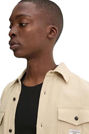 Erkek Uzun Kol Cepli Gömlek - Bej | L