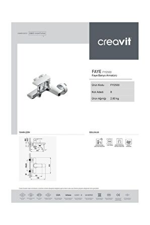 Creavit Faye FY2500 Gümüş Banyo Bataryası