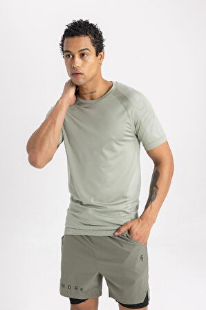 DeFactoFit Slim Fit Dar Kesim Bisiklet Yaka Sporcu Kısa Kollu Tişört B2887AX24SPGN920