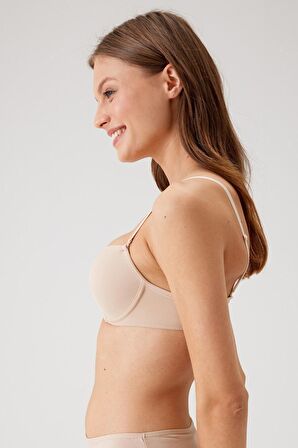 Kadın Ten 6045 Milan Push Up Dolgulu Micro Sütyen (TAK - ÇIKAR ASKILI)