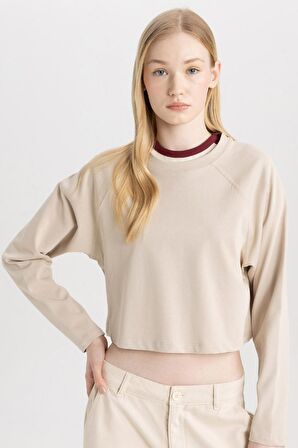 DeFacto Coool Loose Fit Bisiklet Yaka Basic Düz Uzun Kollu Tişört C4401AX24SPBG106