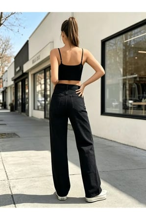 Patricia Kadın Jeans Esnek Rahat Yüksek Bel Palazzo Jean Denim Kot Pantolon