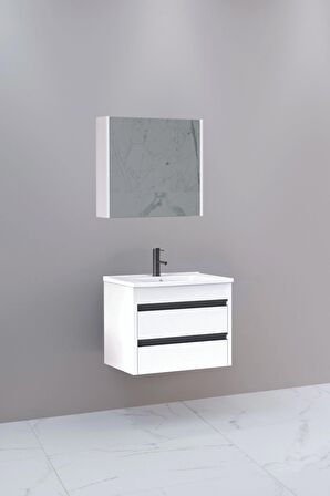 Levante 65 Cm Beyaz Lavabolu Banyo Dolabı Bgn Aynalı - Boy Dolap Hariç