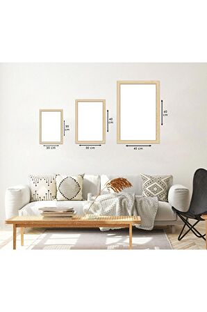 Kolaj Çizim 3'lü Kanvas Tablo