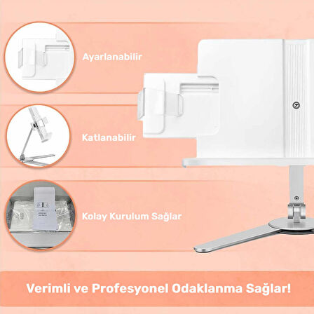NPO STD007 Okuma Açısı Ayarlı Koruma Kıskkaçlı Alüminyum&ABS Kitap/Tablet/Dergi Standı Modern Rahle