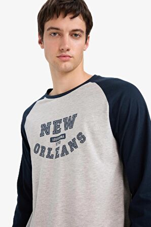 DeFacto Regular Fit Pijama Takımı Baskılı Uzun Kollu Üst Uzun Alt E0496AX25SPGR93