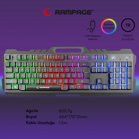 Rampage Fitment Gaming Set ( Klavye Mouse Kulaklık Mousepad )