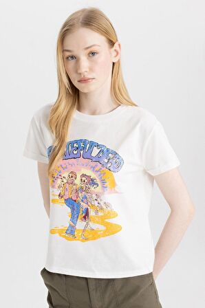DeFacto Coool Rolling Stones Regular Fit Bisiklet Yaka Kısa Kollu Tişört C3806AX24SMWT32