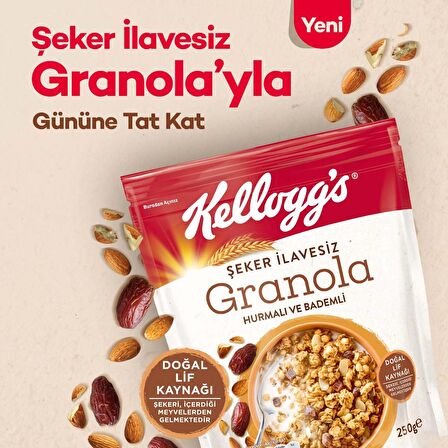 KELLOGG'S ŞEKER İLAVESİZ GRANOLA HURMALI VE BADEMLİ 250 GRAM x 3 ADET,