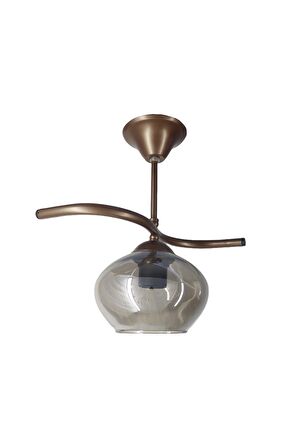 Fuji Bronz Tekli Füme Yatsı Camlı Avize | Kaliteli Modern Metal Avize
