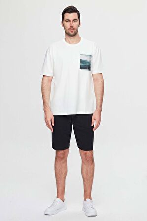 Oversize Beyaz Baskılı %100 Pamuk T-shirt 2EC14ORT05210