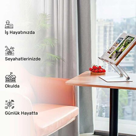 NPO STD002 Okuma Açısı Ayarlı,Kıskkaçlı Alüminyum&Ahşap Kitap/Tablet/Notebook Standı Modern Rahle