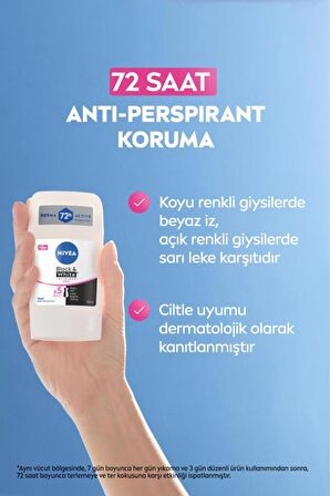 Nivea Kadın Stick Deodorant Black&white Invisible Clear 50ml, 72 Saat Anti-perspirant Ter Koruması