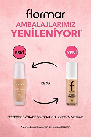 Flormar Perfect Coverage Yoğun Kapatıcı Su Bazlı Fondöten (NÖTR ALT TON) -121 Golden Natural -8682536058322