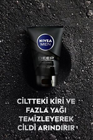 Nivea MEN Erkek Yüz ve Sakal Temizleme Jeli Deep Dimension 100ml, Cilt Arındırıcı, Aktif Karbon