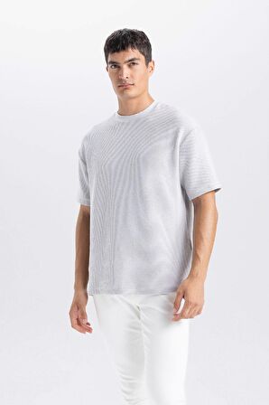 DeFacto Boxy Fit Bisiklet Yaka Kısa Kollu Basic Düz Tişört C8724AX24AUGR184