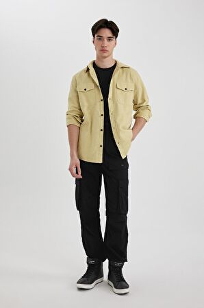 DeFacto Regular Fit Polo Yaka Basic Düz Pamuklu Uzun Kollu Gömlek B2654AX24SPKH486