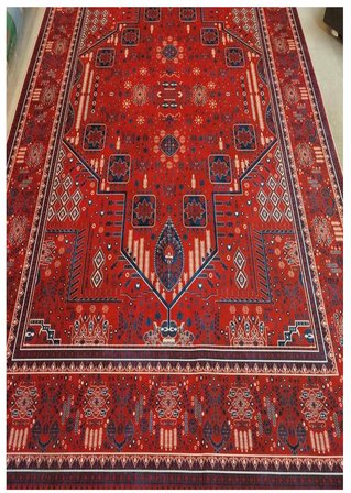 Bordo Retro Dijital Baskı Halı Kaymaz Tabanlı Yıkanabilir Halı Yolluk Salon Halısı 1765