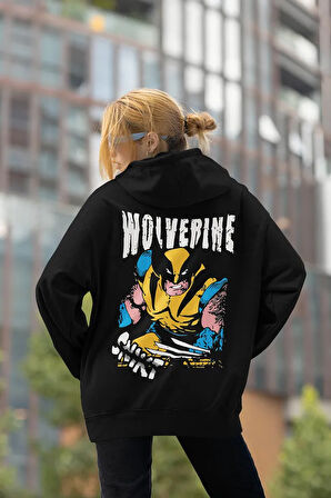 Wolverine Karakter Baskılı Unisex Oversize Hoodie